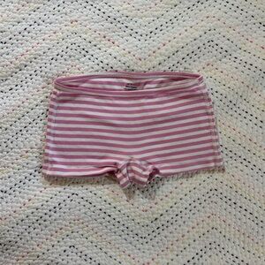 Hanna Andersson Pink & White Striped Knit Girls' Boxer Shorts